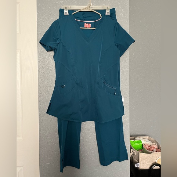 Ava therese Tops - Womens Ava Therese Caribbean blue scrub set